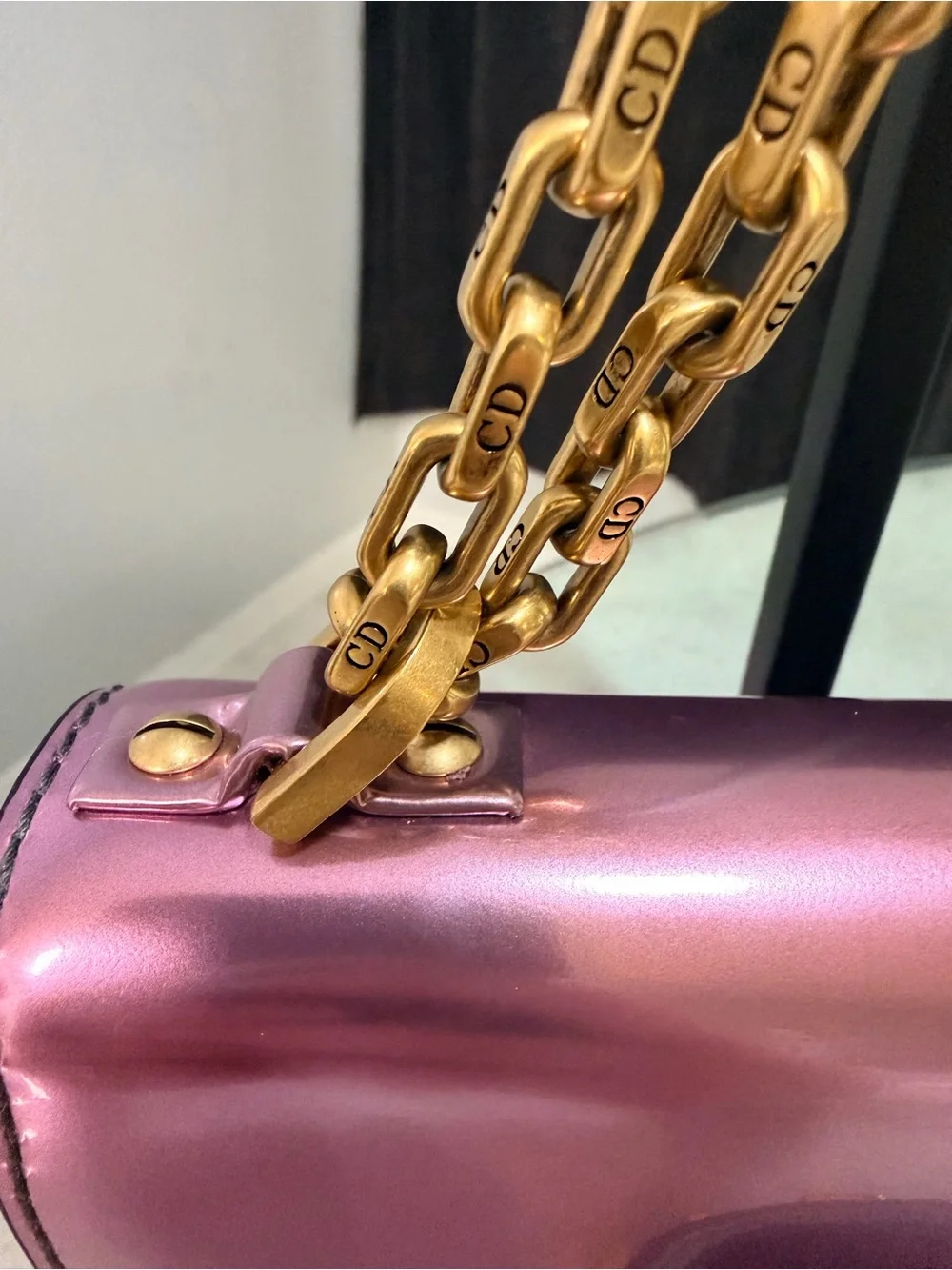 Dior Metallic Pink J'Adior Mini Shoulder Bag with Gold Hardware - Picture 3 of 12